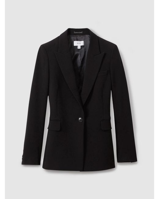 Reiss Black Petite Puppytooth Single-Breasted Suit Blazer