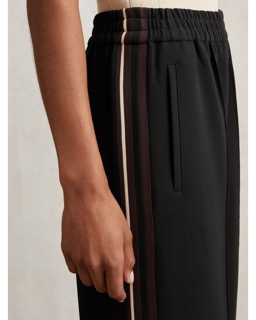 Reiss White Petite Side-Stripe Wide-Leg Trousers