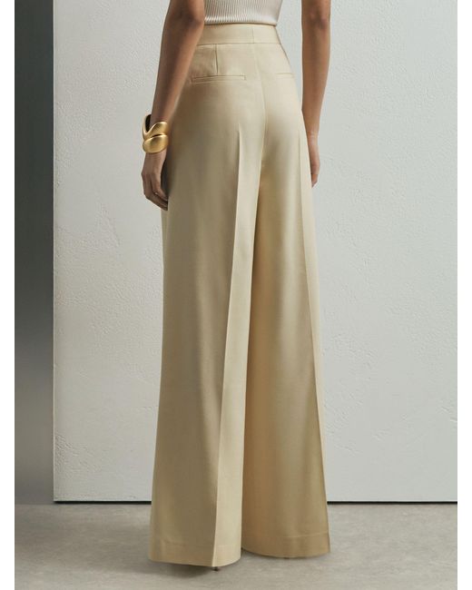 ATELIER Natural Anya - Silk-wool Wide-leg Suit Trousers, Us 10