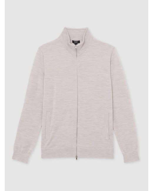 Reiss Natural Merino Wool Zip Through Cardigan for men