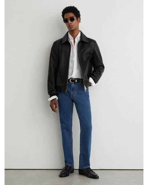 Reiss Blue Soft-Stretch Straight-Leg Jeans for men