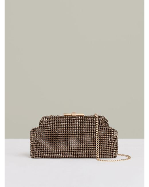 Reiss Brown Embellished Clutch Bag