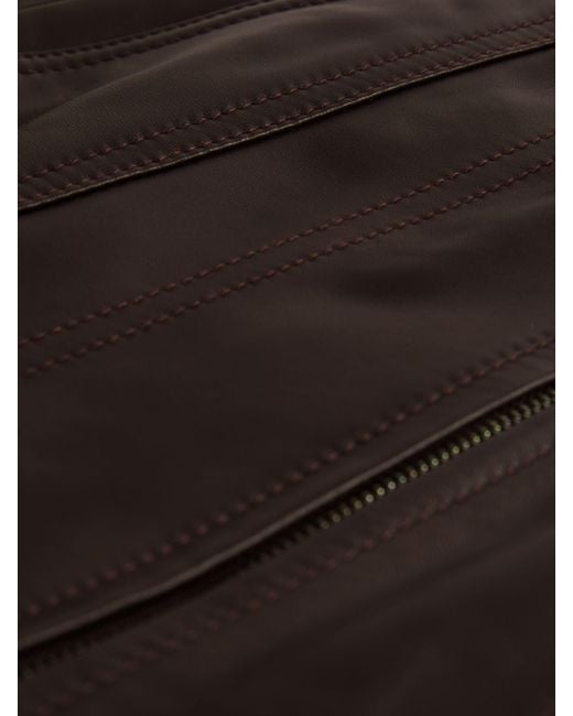 Reiss Natural Leather Zip-Front Mini Skirt
