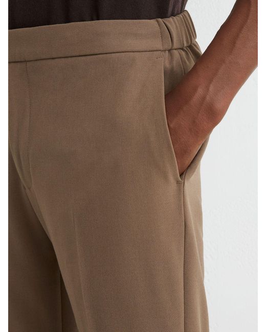 Reiss Brown Slim-Fit Stretch Drawstring Trousers for men