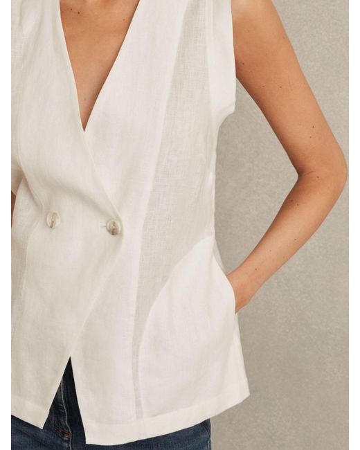 Reiss Natural Linen Button-Front Waistcoat
