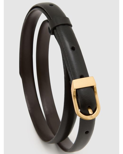 Reiss White Mila - Black Leather Mini-buckle Belt, S (us 4-6)