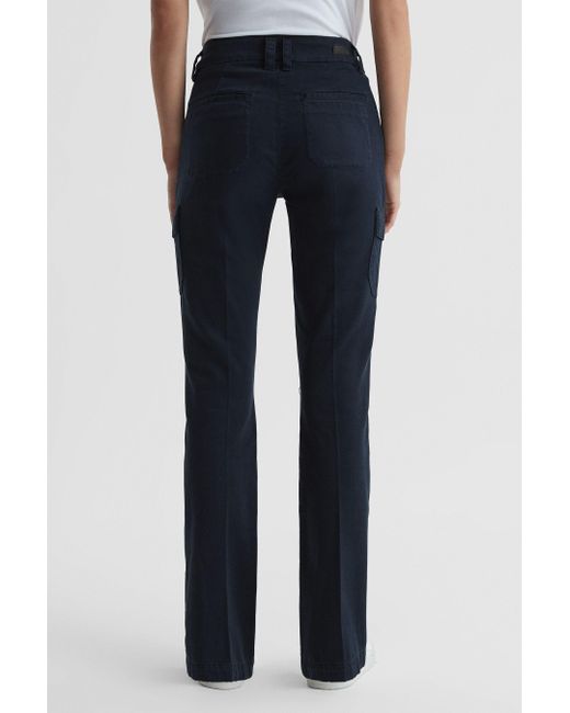 PAIGE Blue Flared Cargo Trousers