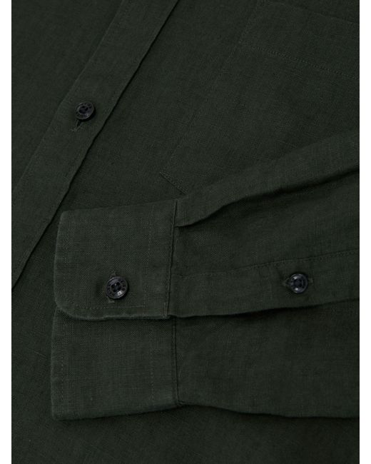 Reiss Green Linen Regular-Fit Button-Down Shirt for men