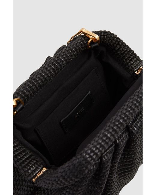Reiss Gia - Black Raffia Clutch Bag
