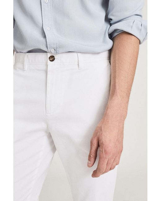Reiss Pitch - White Slim Fit Washed Chinos for men