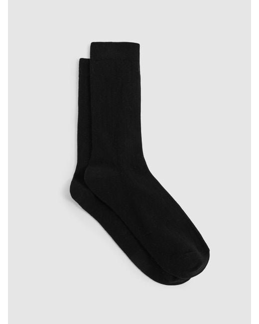 Reiss Black Felicia Loafer Socks Cotton Ribbed