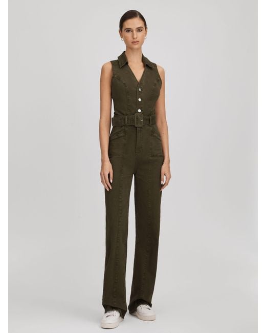 PAIGE Green Denim Jumpsuit