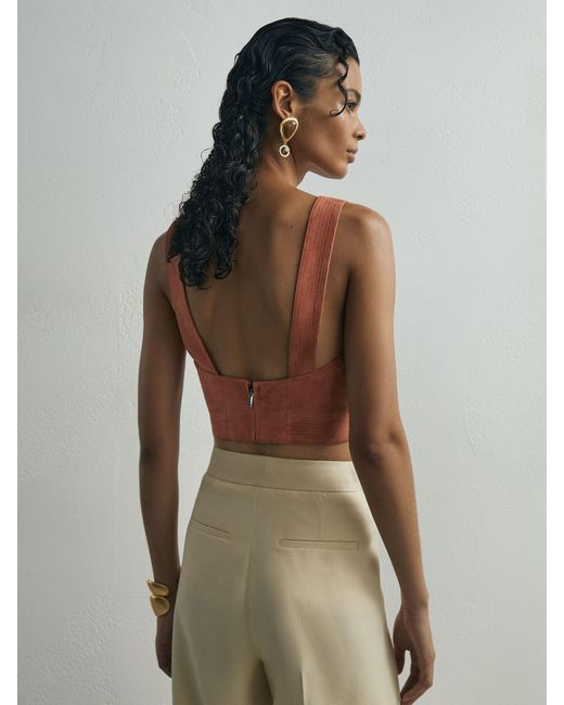 ATELIER Brown Suede Bustier Top