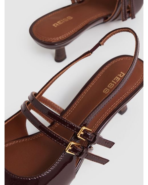 Reiss Multicolor Leather Slingback Buckle Court Shoes