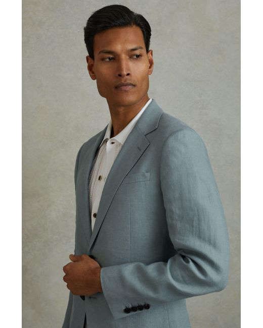 Blue linen blazer men best sale