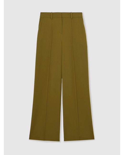 Reiss Green Luisa Petite Wide-Leg Pintuck Trousers
