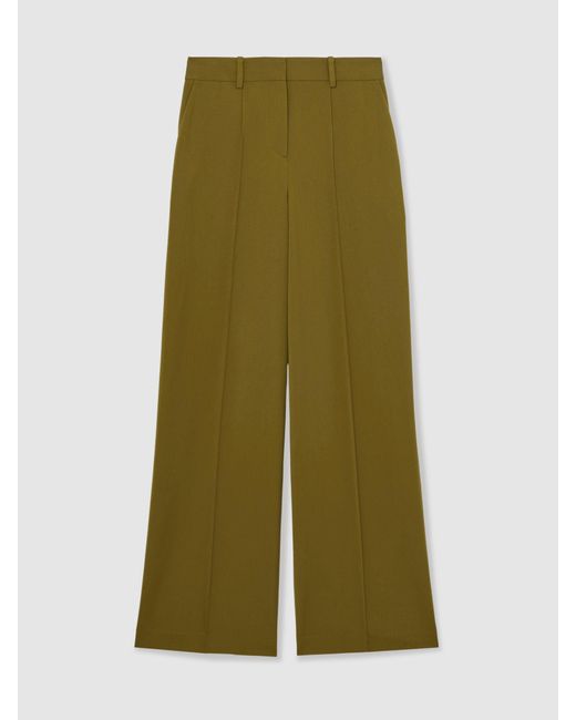 Reiss Green Wide-Leg Pintuck Trousers