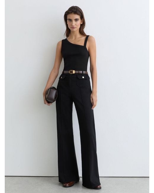 Reiss Black Stretch-Cotton Asymmetric-Neck Vest