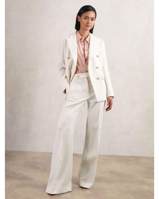 Reiss Natural Double-Breasted Twill Suit Blazer With Wool