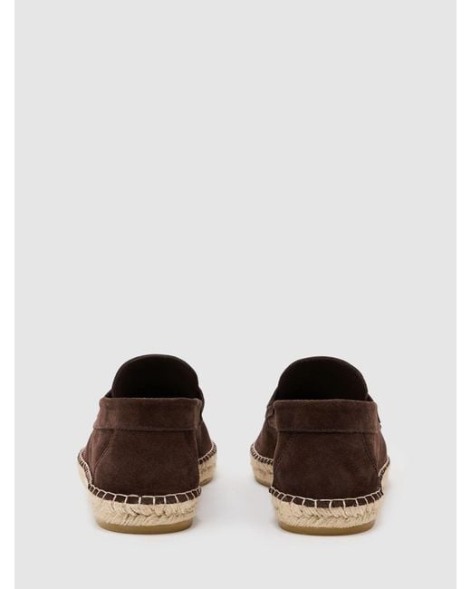 Reiss Brown Suede Penny Loafer Espadrilles for men