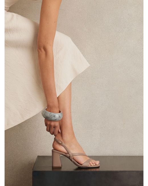 Reiss Natural Alice - Nude Strappy Leather Heeled Sandals, Us 5 (uk 3)