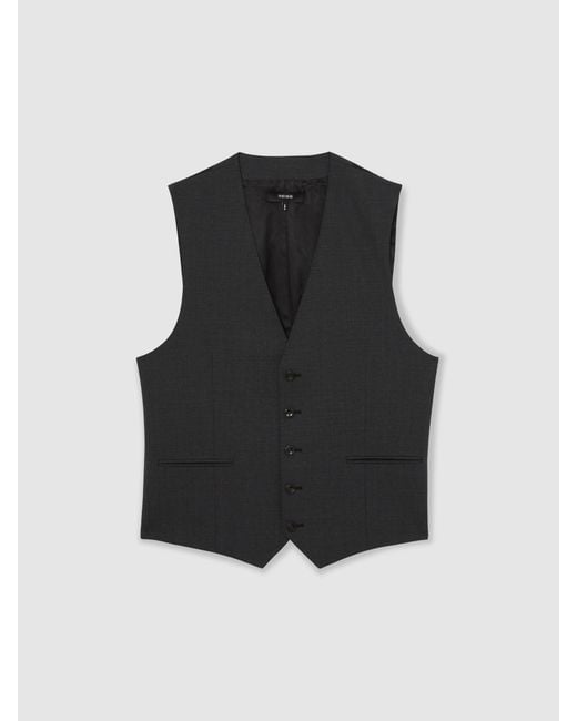 Reiss Black Promise - Grey Wool-blend Tailored-fit Waistcoat, 40 R for men