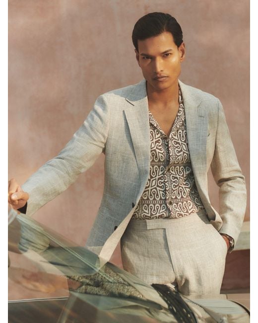 Reiss River - Brown/white Tile Pattern Knit Shirt, L for men