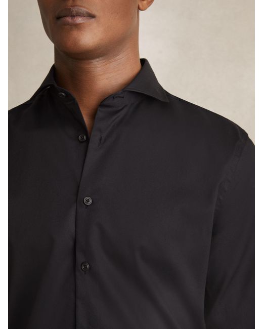 Reiss Black Storm Cotton-Twill Two-Fold-Fit Shirt for men