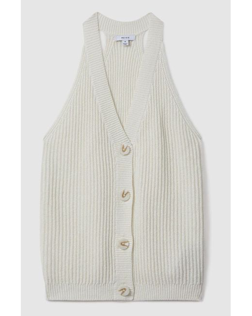 Reiss Brown Sinead - Ivory Knitted Halter Neck Top