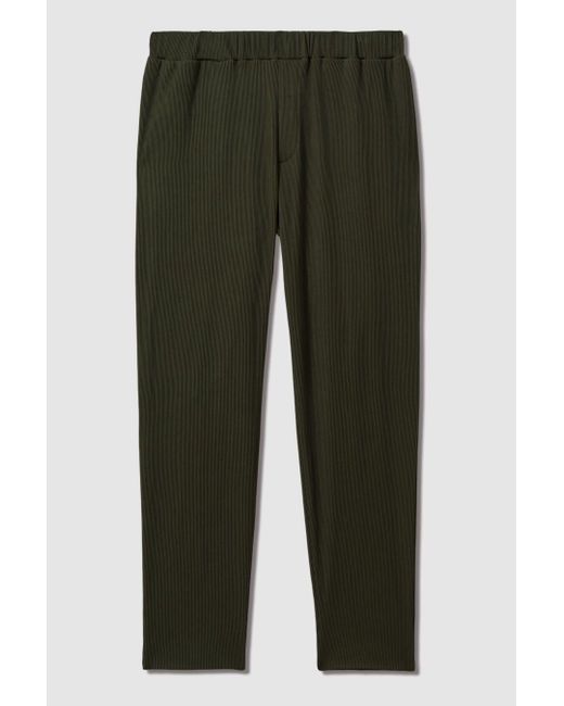 Reiss Cyrus - Green Ribbed Elasticated Waist Trousers for men