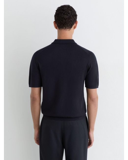 Reiss Blue Drayton Merino Wool Button-Through Shirt for men