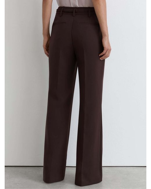Reiss Blue Flared Knot-Hardware Belted Trousers