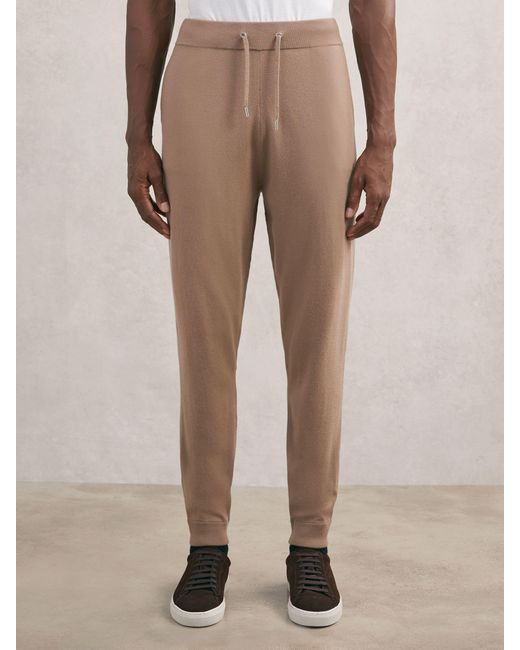 Reiss Natural Billings - Camel Brown Merino Wool-blend Cuffed Joggers, M for men