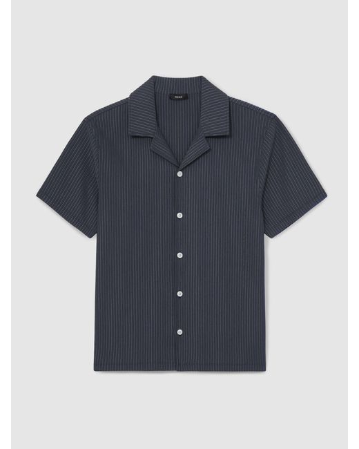Reiss Arnott Textured-Stripe Cuban-Collar Shirt in Blue für Herren