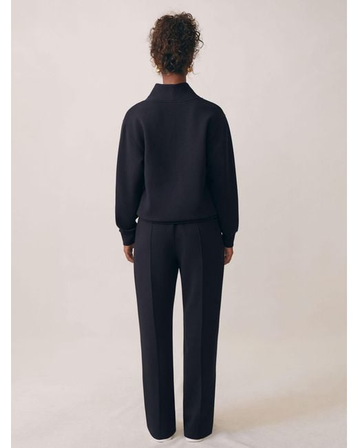 Reiss Blue Premium Interlock Shawl-Neck Sweatshirt With