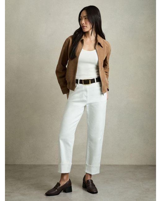 Reiss Natural Suede Bomber Jacket