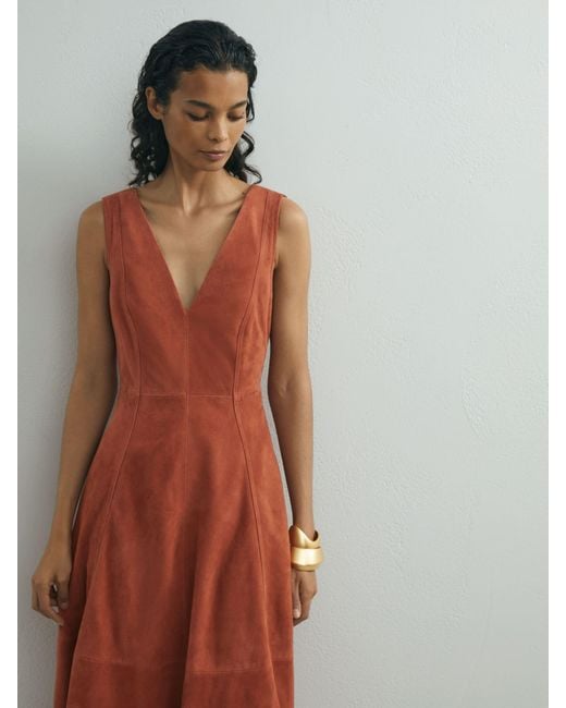 ATELIER Multicolor Suede Sleeveless Midi Dress