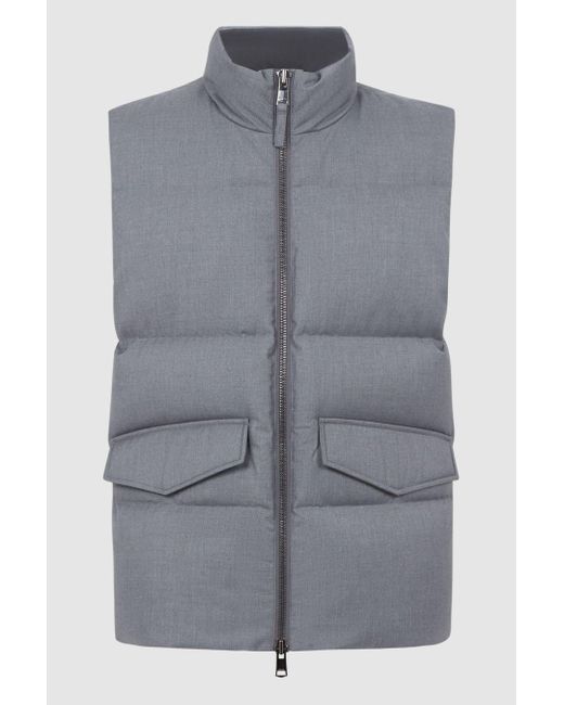 Reiss Blue Jets - Grey Quilted Sleeveless Gilet, Xl for men