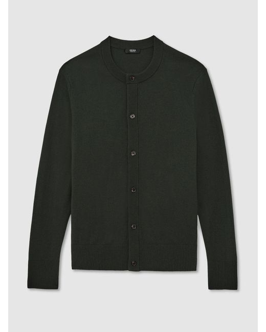 Reiss Green Wool-Cashmere Jersey-Knit Cardigan for men