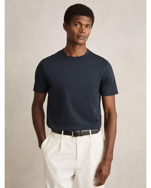 Reiss Blue Count - Navy Mercerised-cotton Crew-neck T-shirt, M for men