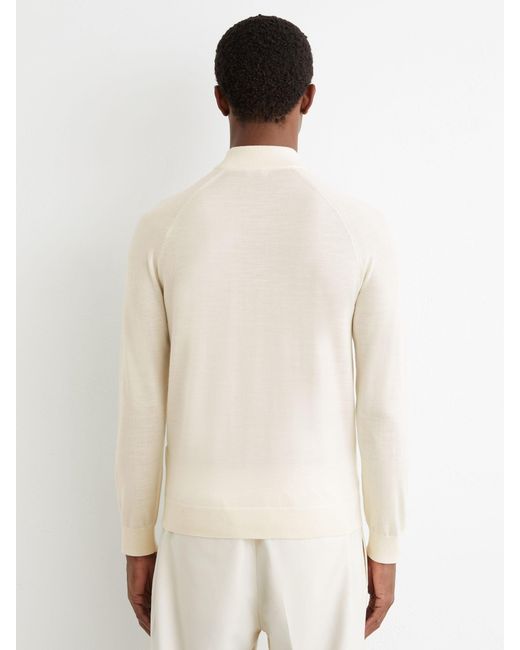 Reiss White Merino Wool Mock-Neck Jumper for men