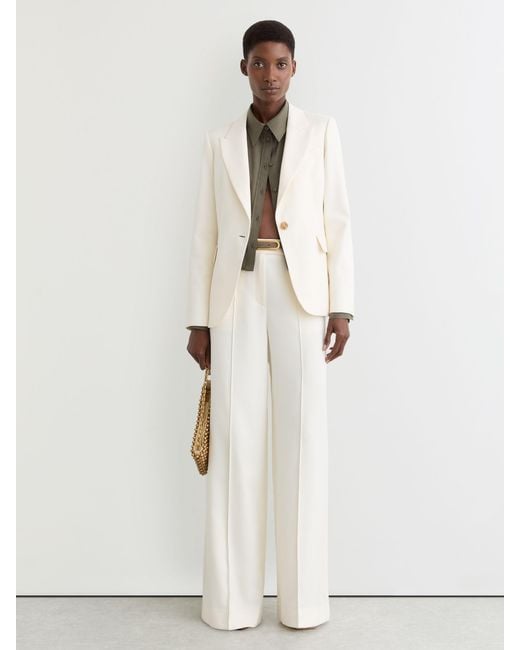 Reiss Natural Wide-Leg Seam-Detail Trousers