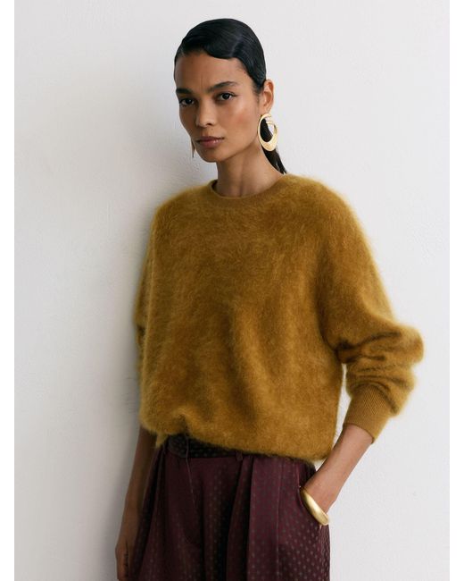 Reiss Brown Cashmere Crew-Neck Jumper