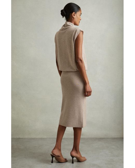 Reiss Natural Wool-Cashmere Knitted Midi Dress