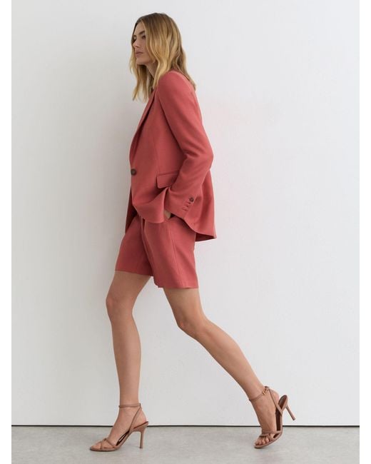 Reiss Red Burnt Jules Petite Single-Breasted Peak-Lapel Suit Blazer