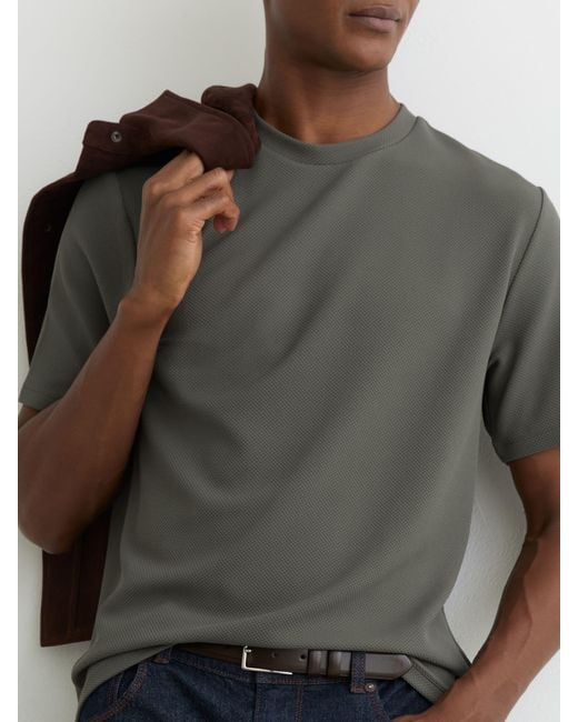 Reiss Gray Jack - Sage Green Textured Crew-neck Modern-fit T-shirt, Xl for men