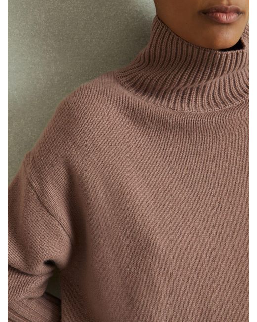 Reiss Brown Corrine Roll Neck Jumper Cashmere