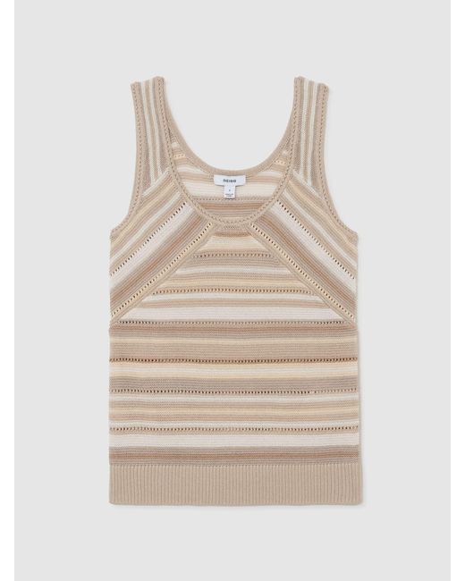 Reiss Brown Striped Knit Scoop-Neck Vest