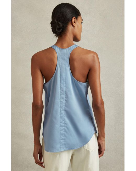 Reiss Eira - Blue Relaxed Cotton Scoop Neck Vest
