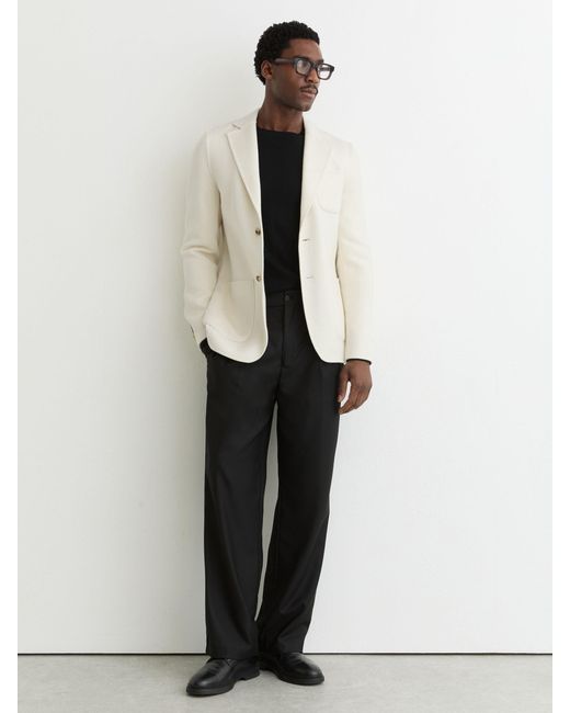 Reiss White Wool-Blend Single-Breasted Blazer Tailored-Fit for men
